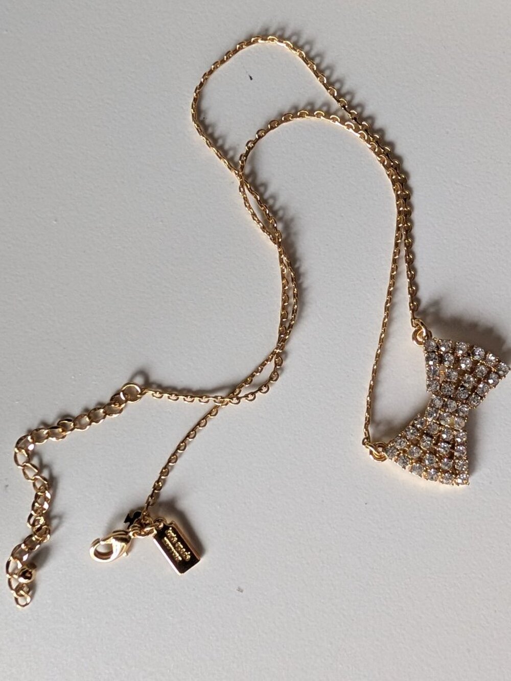 Kate Spade New York Crystal Bow Necklace Gold Tone
